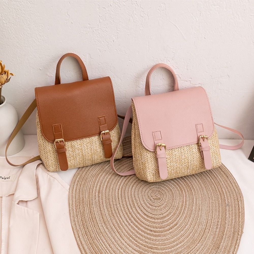 Leather Backpack Vintage - Moda PU Deri Hasır Sırt Çantası